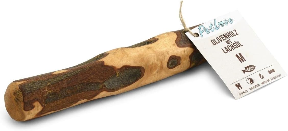 PetLove Kauwhout voor honden van olijfhout • Houten botten als hondenspeelgoed • kauwbotten als tandverzorging en kauwspeelgoed voor honden • Maat: L (221-450g) • Ideaal voor grote honden • Set van 2