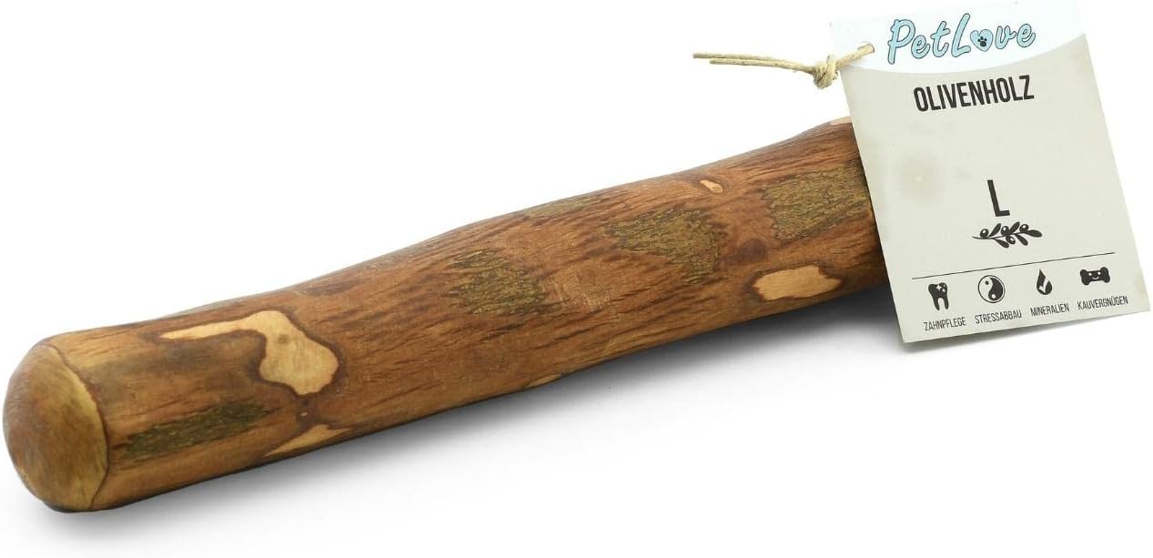 PetLove Kauwhout voor honden van olijfhout • Houten botten als hondenspeelgoed • kauwbotten als tandverzorging en kauwspeelgoed voor honden • Maat: L (221-450g) • Ideaal voor grote honden • Set van 2