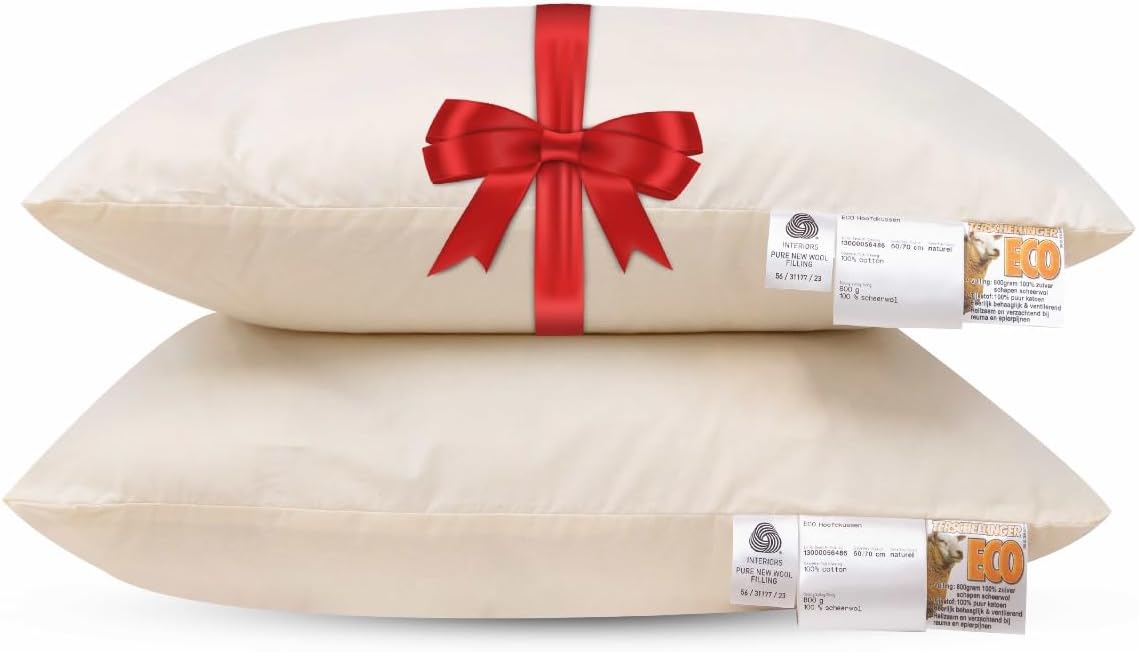 Terschellinger Eco Wool Pillow – Set of 2 (60x70 cm, Medium Support)