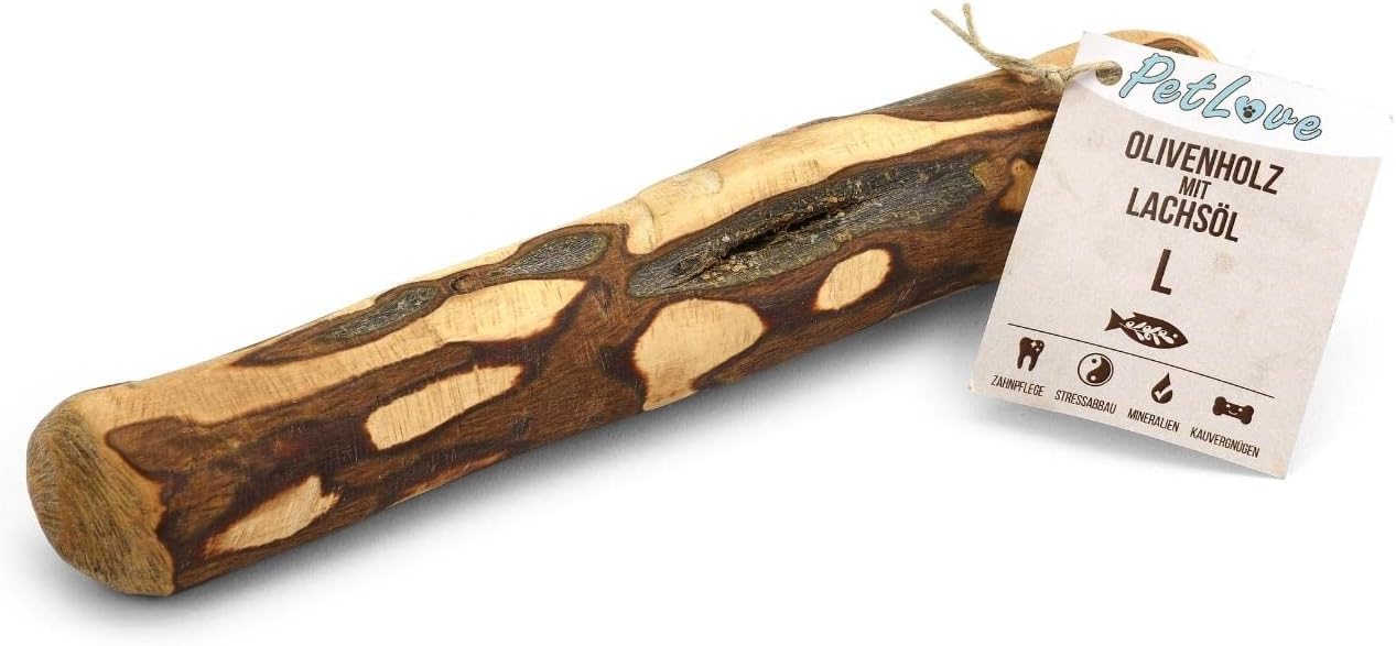 PetLove Kauwhout voor honden van olijfhout • Houten botten als hondenspeelgoed • kauwbotten als tandverzorging en kauwspeelgoed voor honden • Maat: L (221-450g) • Ideaal voor grote honden • Set van 2