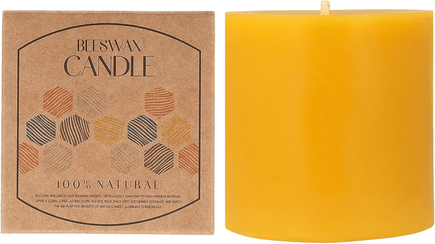 Danilovo 100% Pure Beeswax Candle – 7.5 x 7.5 cm – 50-Hour Burn Time