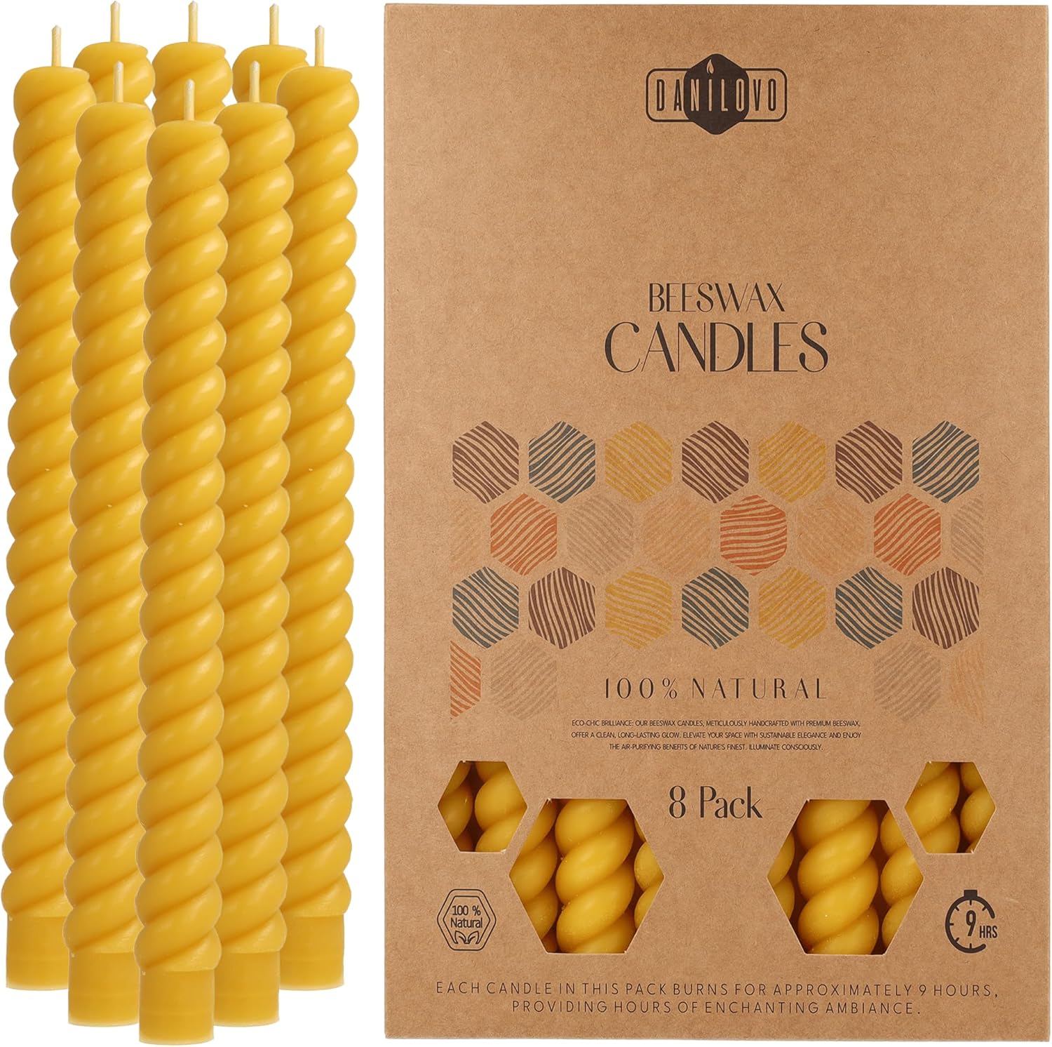 Danilovo Natural Beeswax Taper Candles – 5 pcs