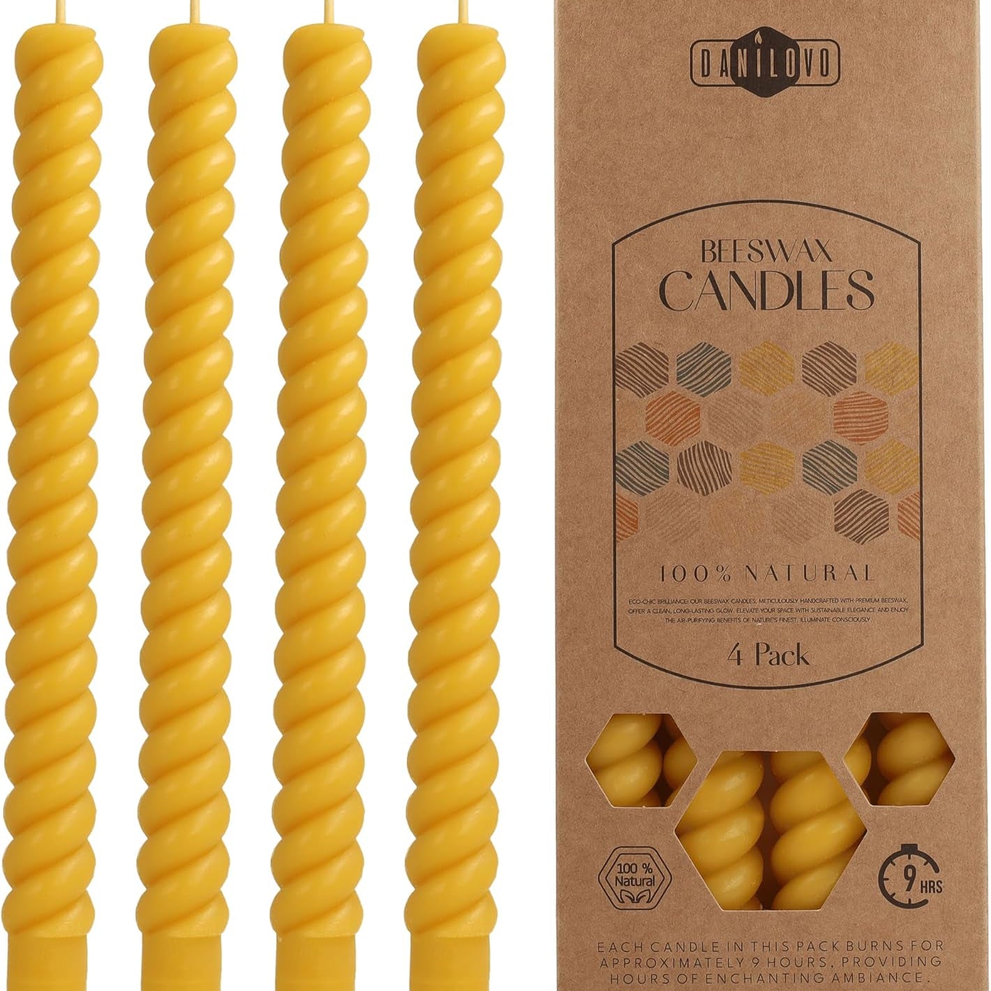 Danilovo Natural Beeswax Taper Candles – 5 pcs
