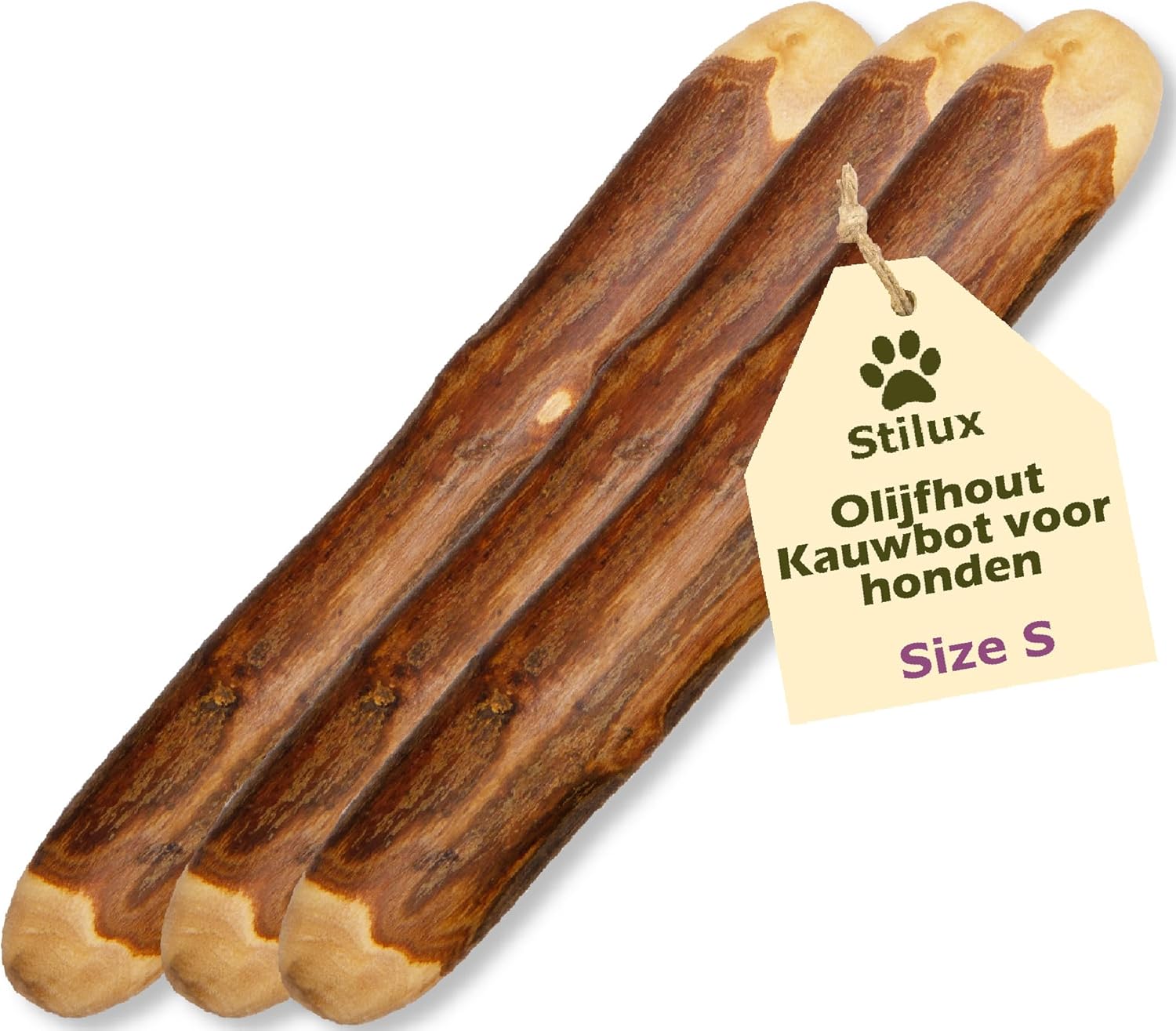 Stilux® Olive Wood Chew Bone for Dogs up to 30 kg, Size L, Dog Bone Dog Toy, Natural Chew Wood Toy, Chew Toy for Dog Dental Care