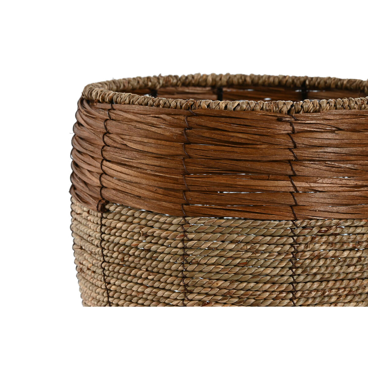 Set of Planters Home ESPRIT Natural Metal Fibre Tropical 33 x 33 x 30 cm-2