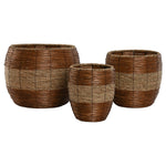 Set of Planters Home ESPRIT Natural Metal Fibre Tropical 33 x 33 x 30 cm-1
