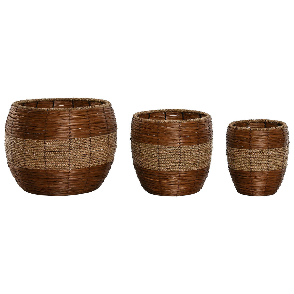 Set of Planters Home ESPRIT Natural Metal Fibre Tropical 33 x 33 x 30 cm-0