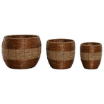 Set of Planters Home ESPRIT Natural Metal Fibre Tropical 33 x 33 x 30 cm-0
