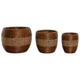 Set of Planters Home ESPRIT Natural Metal Fibre Tropical 33 x 33 x 30 cm-0
