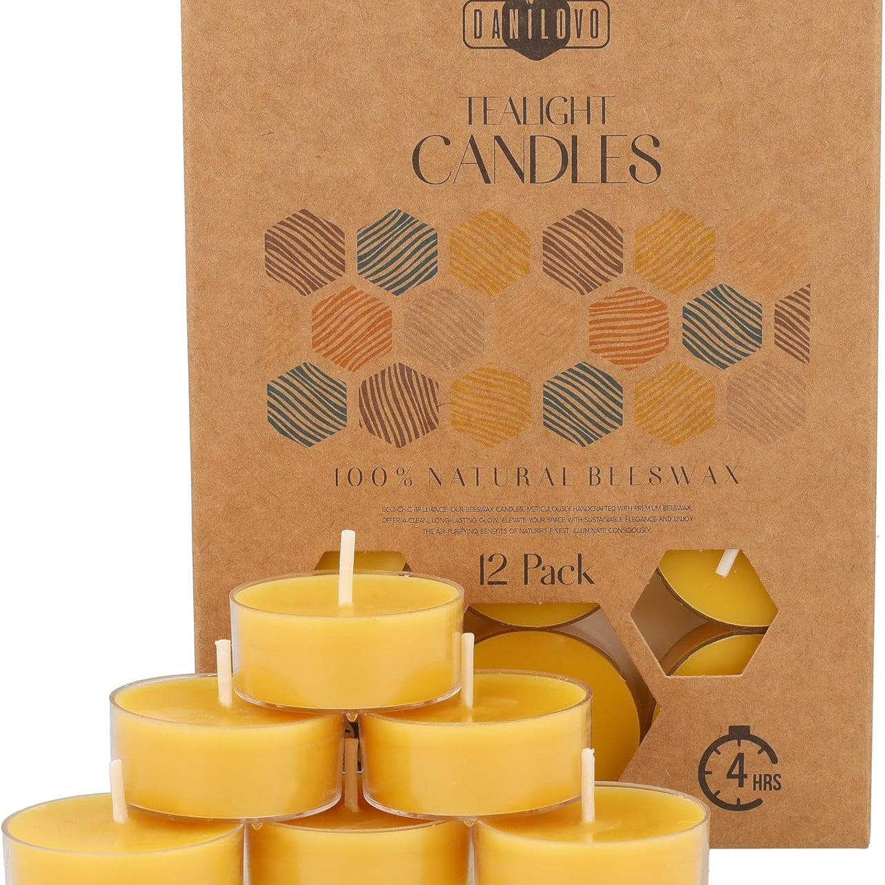 Danilovo Pure Beeswax Tealight Candles – Pack of 12
