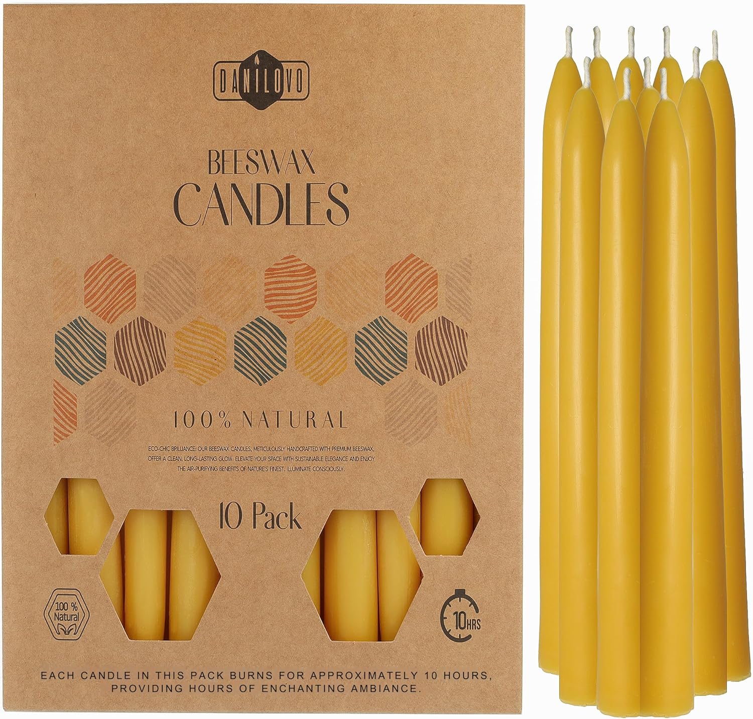 Danilovo Natural Beeswax Taper Candles – 5 pcs